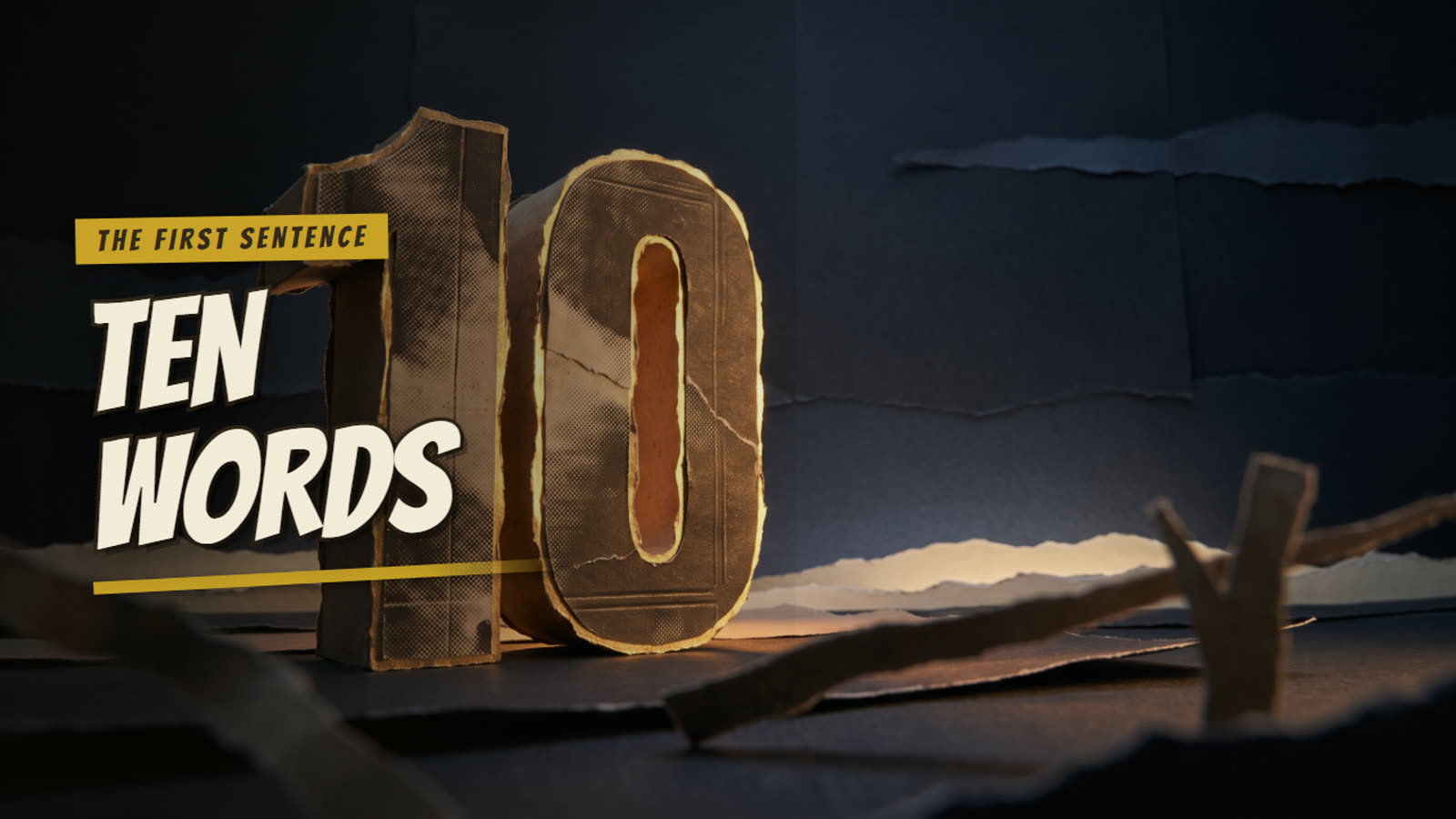The First Sentence - the episode's own title card, as it appears on YouTube.
